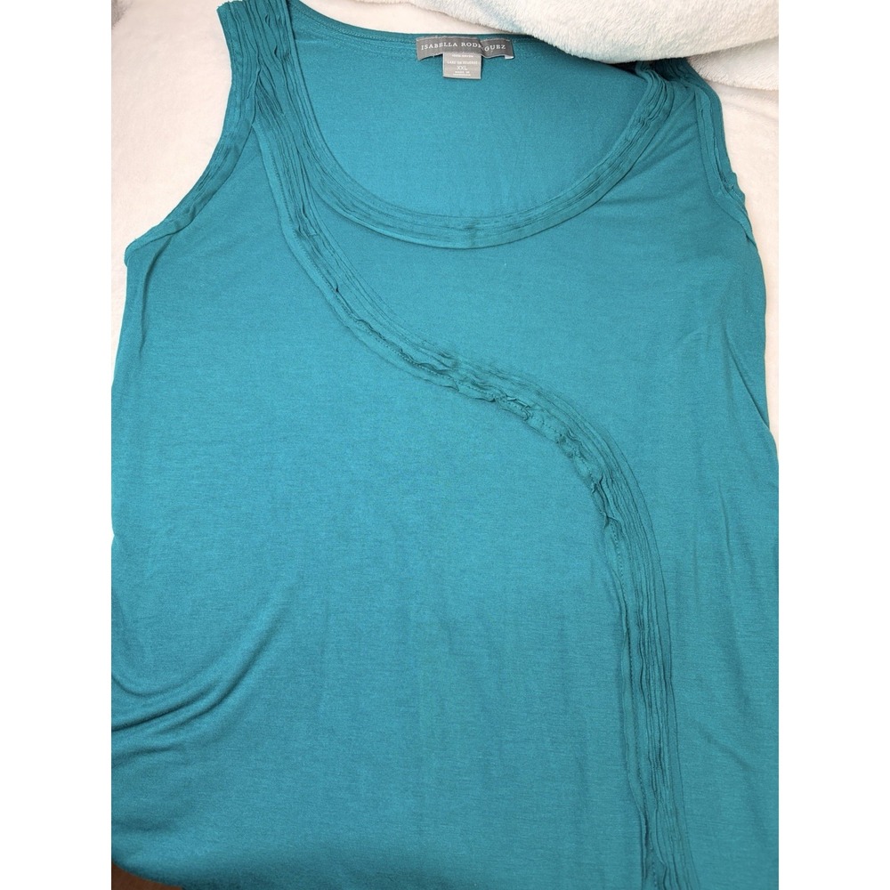 Isabella Rodriguez Teal Green Ruffle Tank Blouse XXL Rayon Lightweight Layer EUC